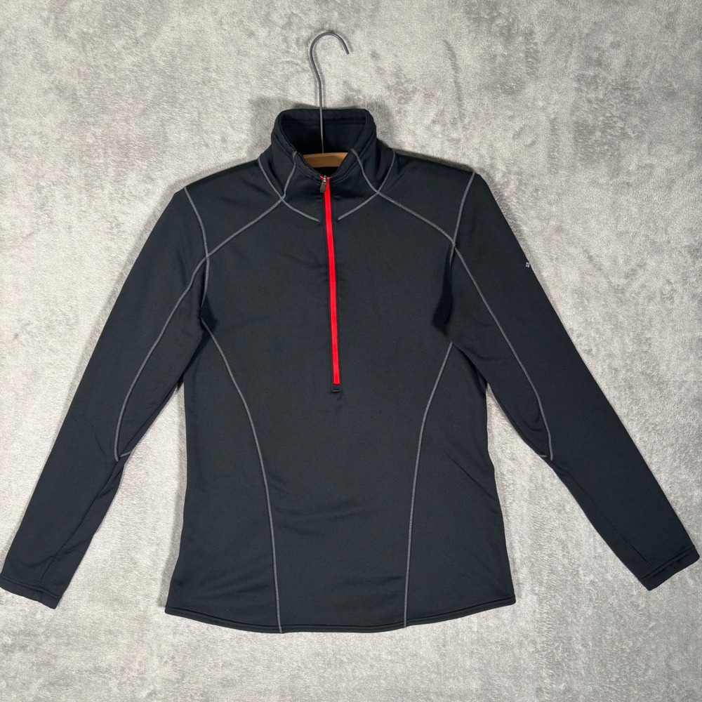 Columbia Omni-Wick 1/4 Zip Pullover Black Red AL6917 Womens Large Thumbholes